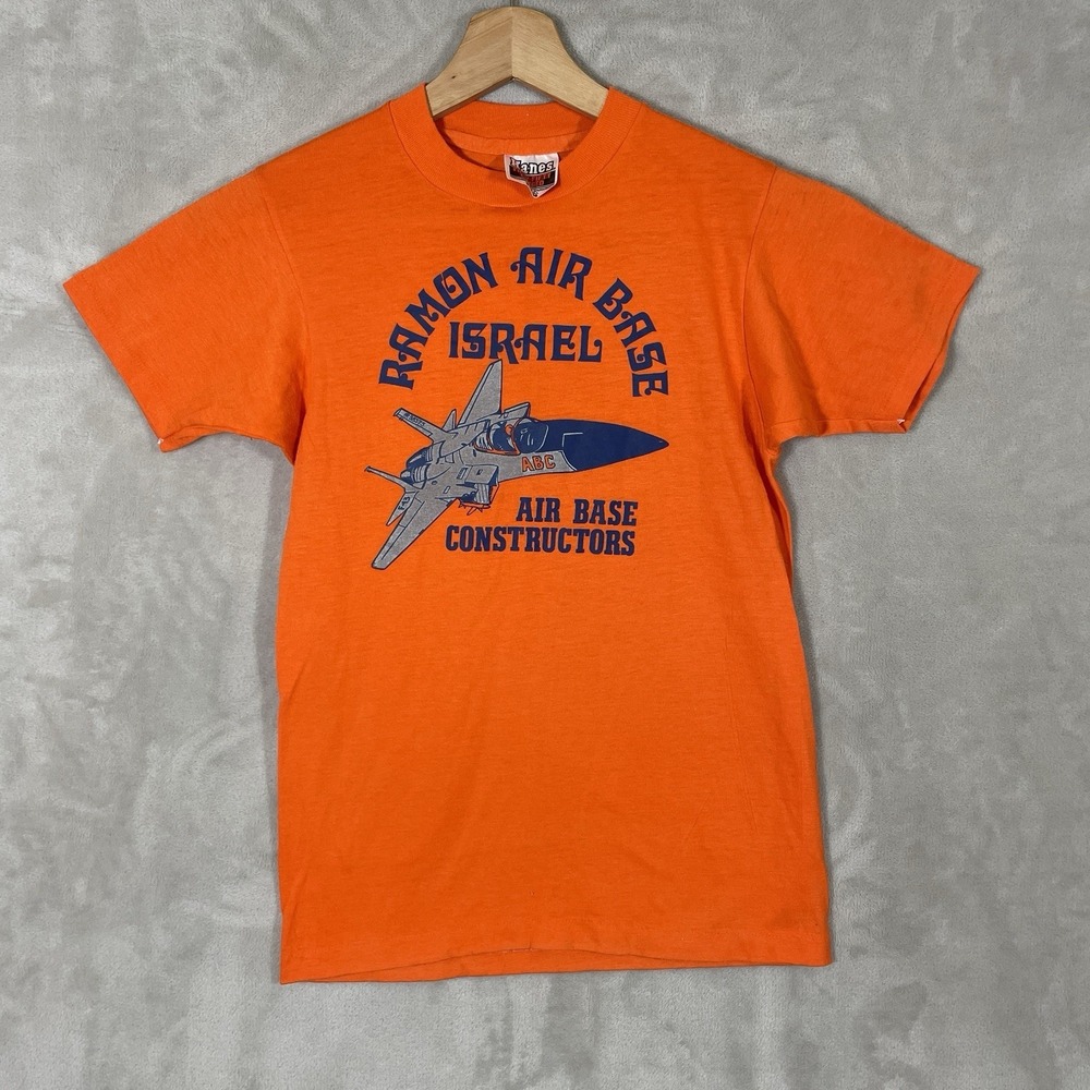 Vtg 70s Israel Military IDF Tshirt Mens Small Ramon Air Base I Survived Negev